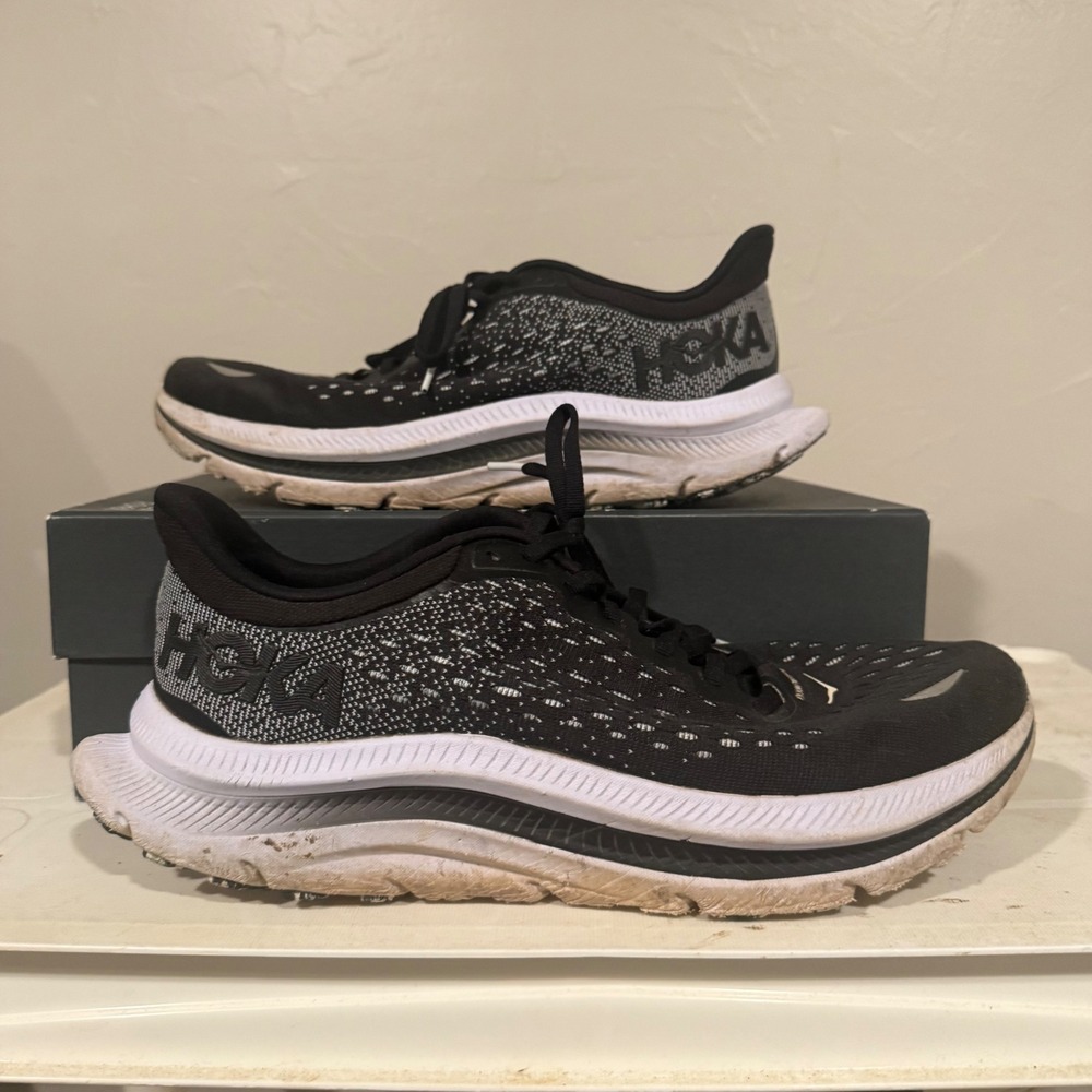 Hoka Kawana‎ Running Shoes Womens 9.5 Black White Good Cushioned Road Sneakers